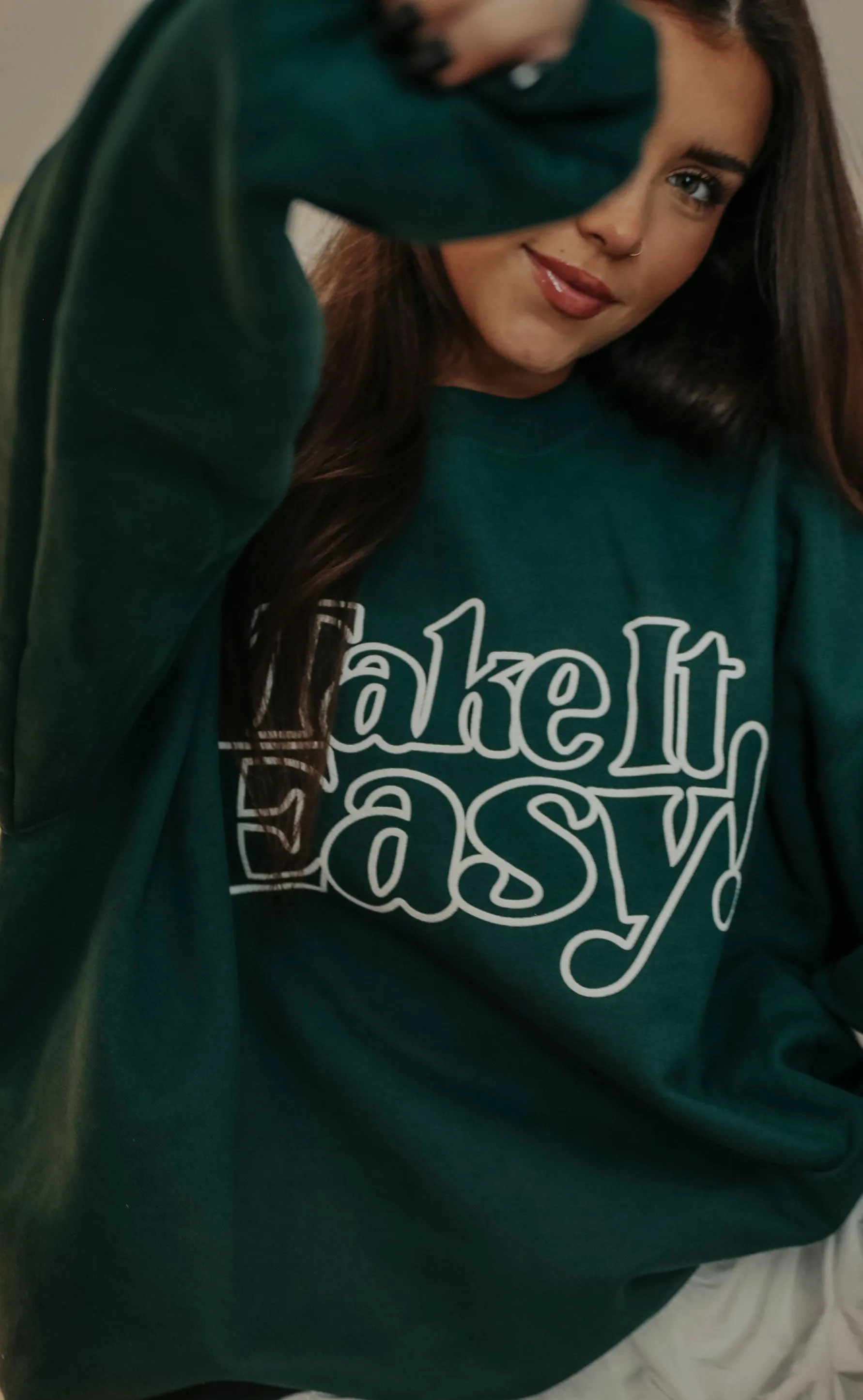 friday   saturday: take it easy sweatshirt