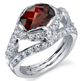 Garnet Oval Cut Sterling Silver Ring Size 5