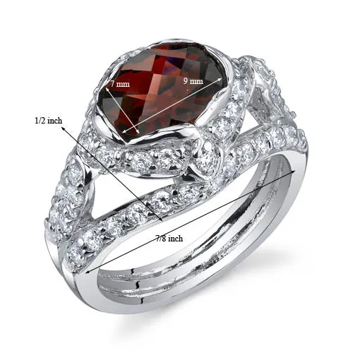 Garnet Oval Cut Sterling Silver Ring Size 5