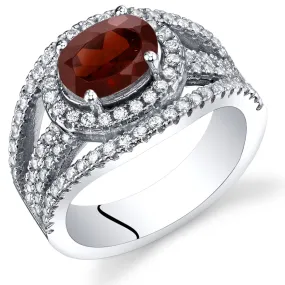 Garnet Oval Cut Sterling Silver Ring Size 8