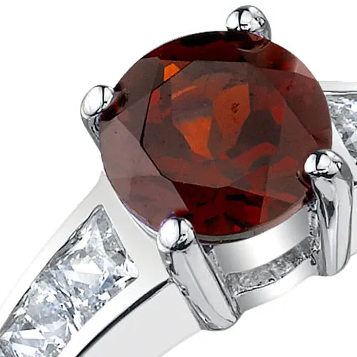 Garnet Round Cut Sterling Silver Ring Size 6