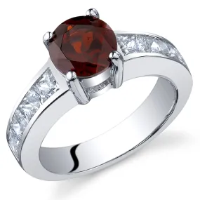 Garnet Round Cut Sterling Silver Ring Size 6