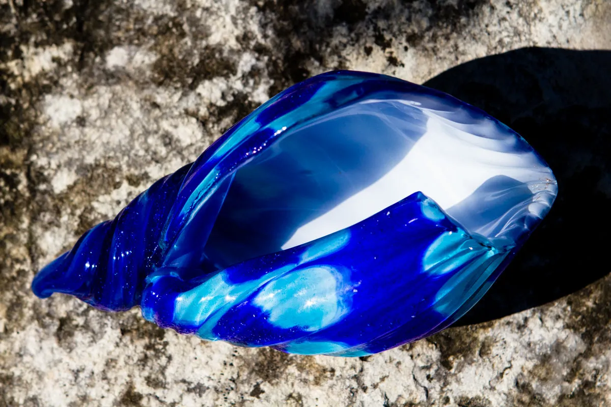 Glass Seashell with Cremation Ash