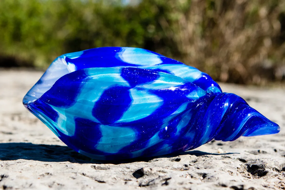 Glass Seashell with Cremation Ash