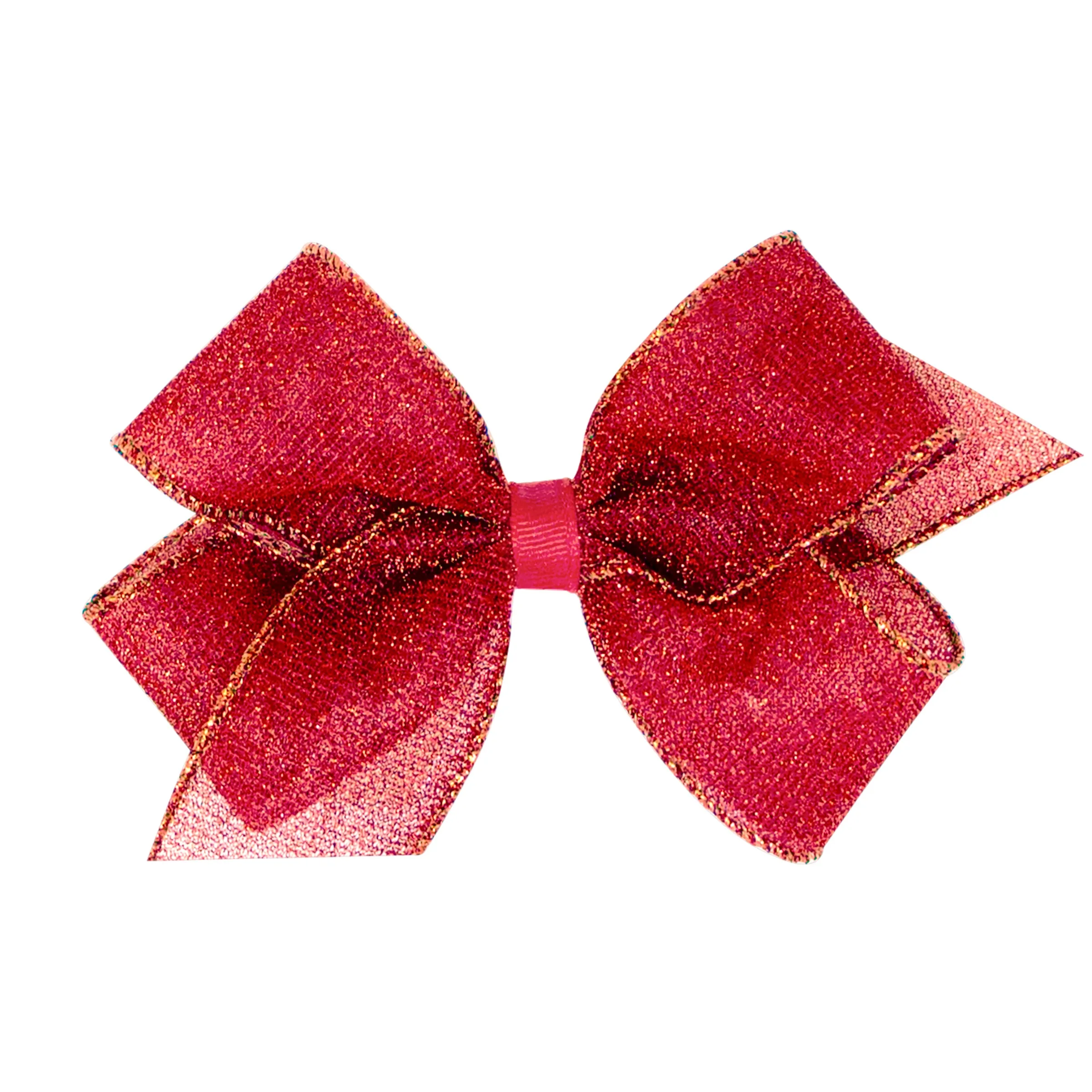 Glimmer Sparkle Hair Bow on Clippie - Red