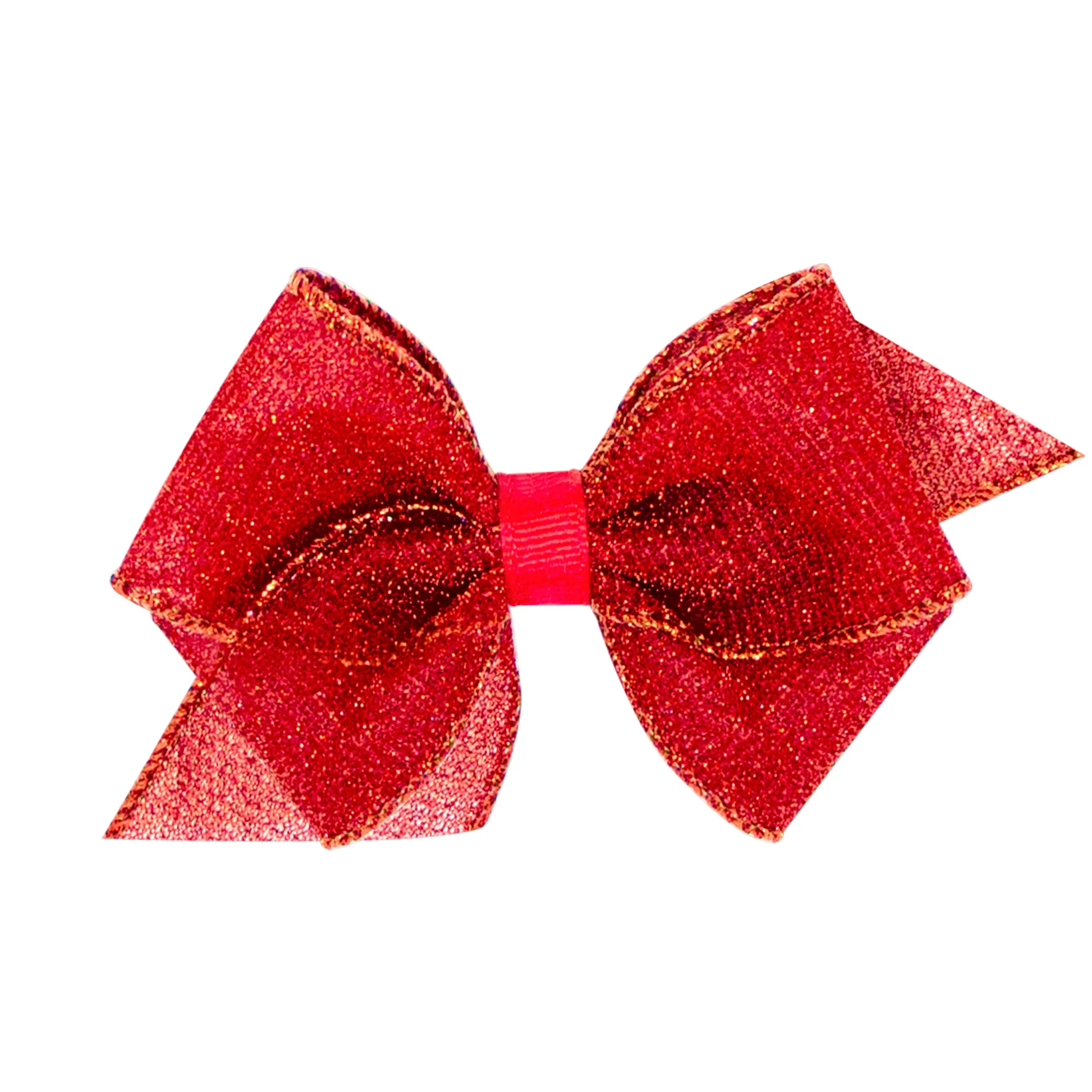 Glimmer Sparkle Hair Bow on Clippie - Red