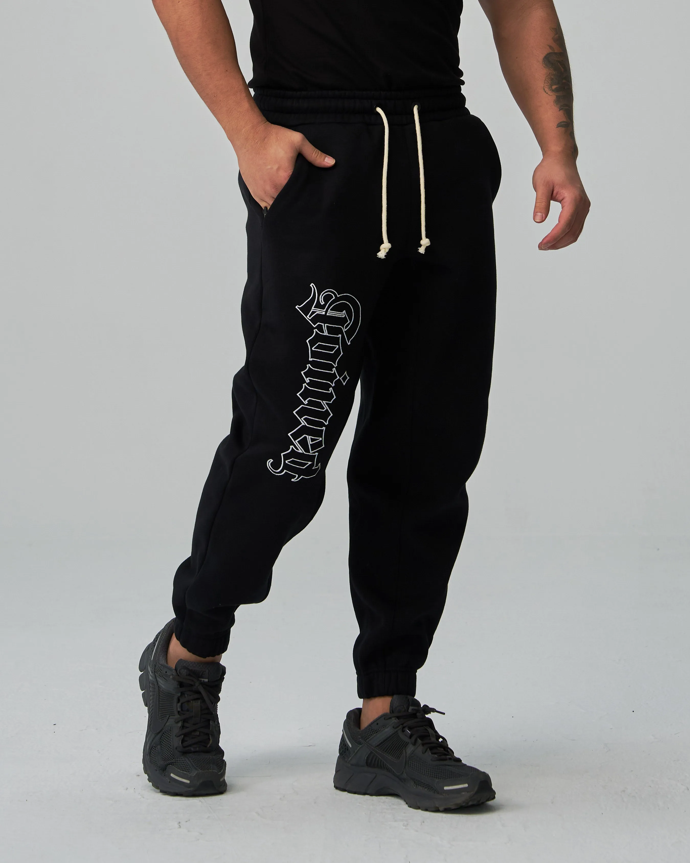 Gothic Outline Embroidery Oversized Sweatpants