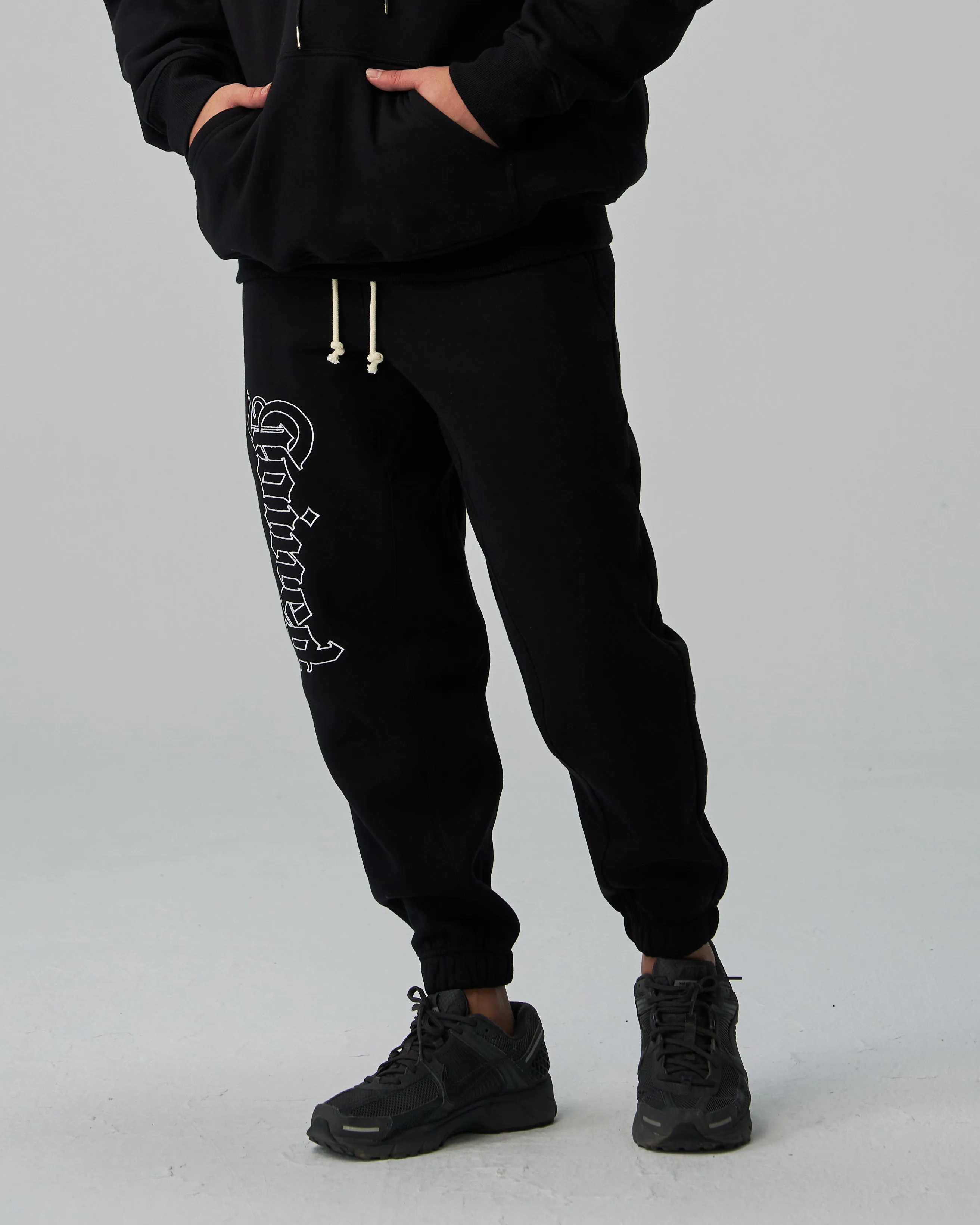 Gothic Outline Embroidery Oversized Sweatpants