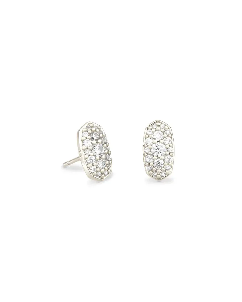 Grayson Crystal Stud Earrings Rhodium Metal White CZ by Kendra Scott