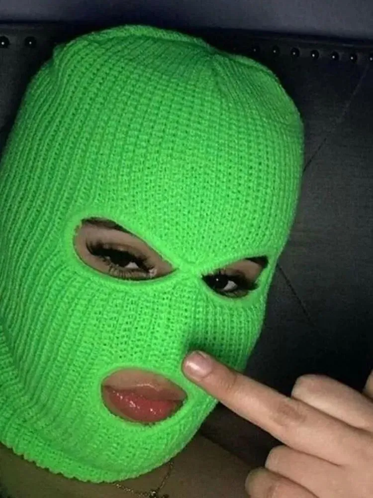 Grunge Solid Color Knitted Ski Mask