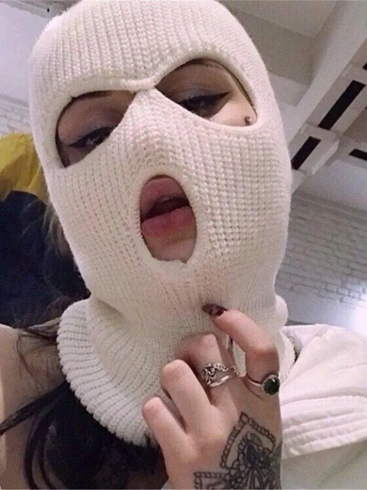 Grunge Solid Color Knitted Ski Mask