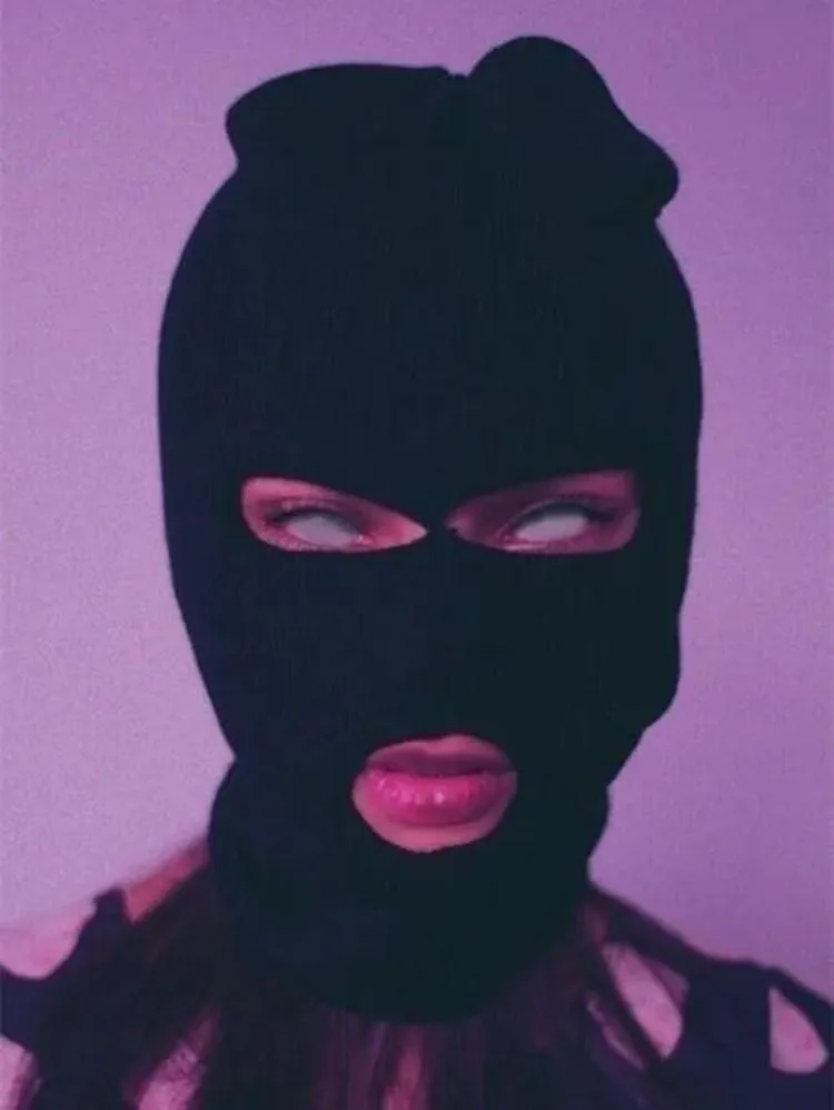 Grunge Solid Color Knitted Ski Mask