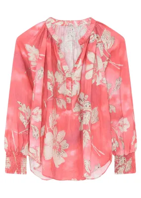 Gustav Annsofie Shirt 52644 Skjorte - Coral W. Beige Flower Print