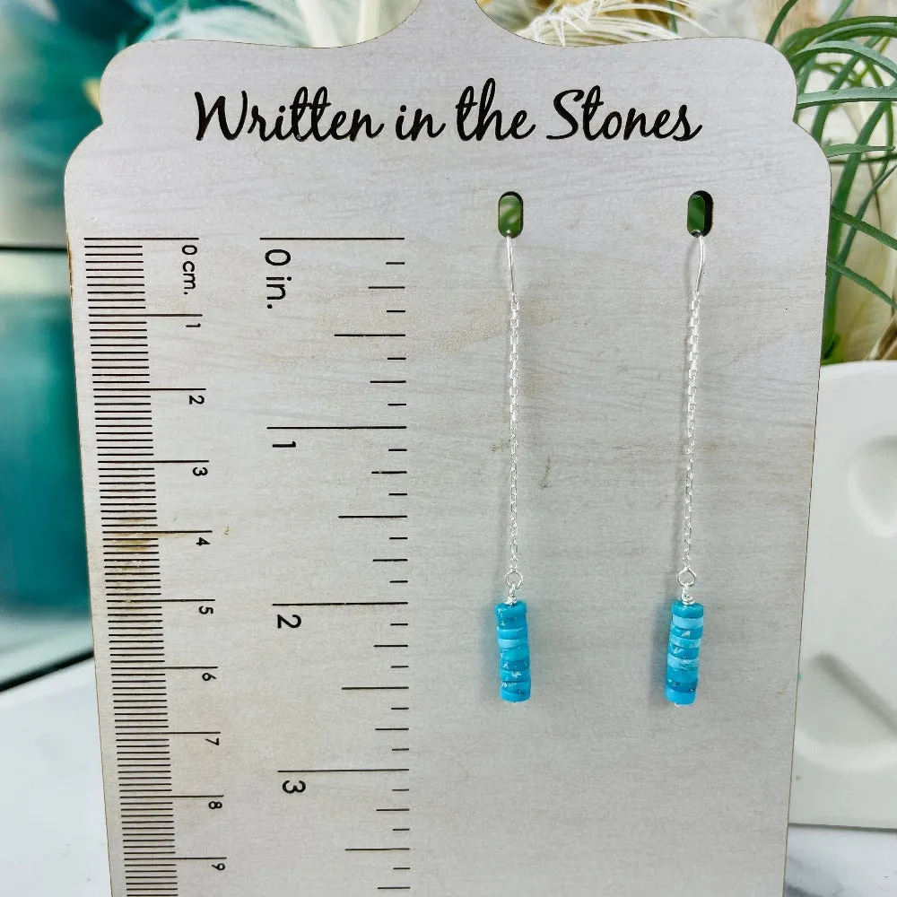 Heishi Turquoise Threader Earrings