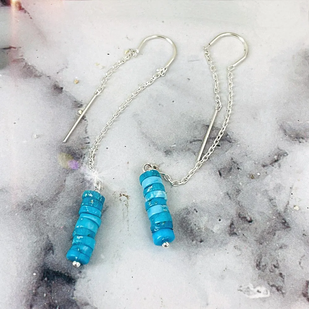 Heishi Turquoise Threader Earrings