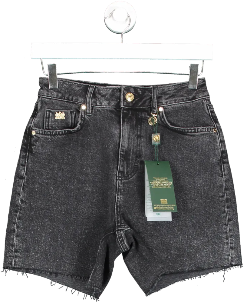 Holland Cooper Black High Rise Denim Short BNWT UK 6