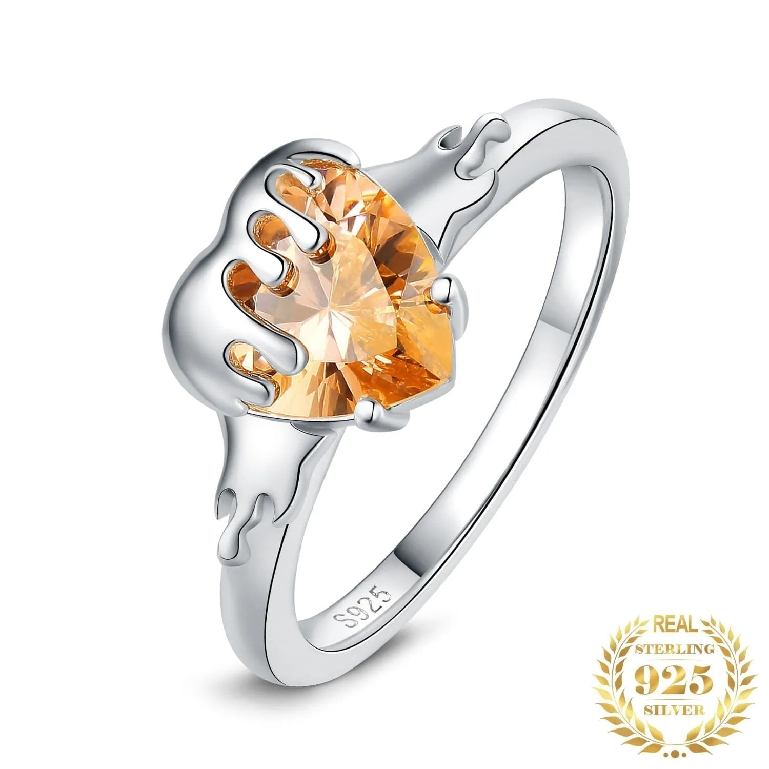 Honey Heart 3.3ct Morganite Gemstone Ring - 925 Sterling Silver