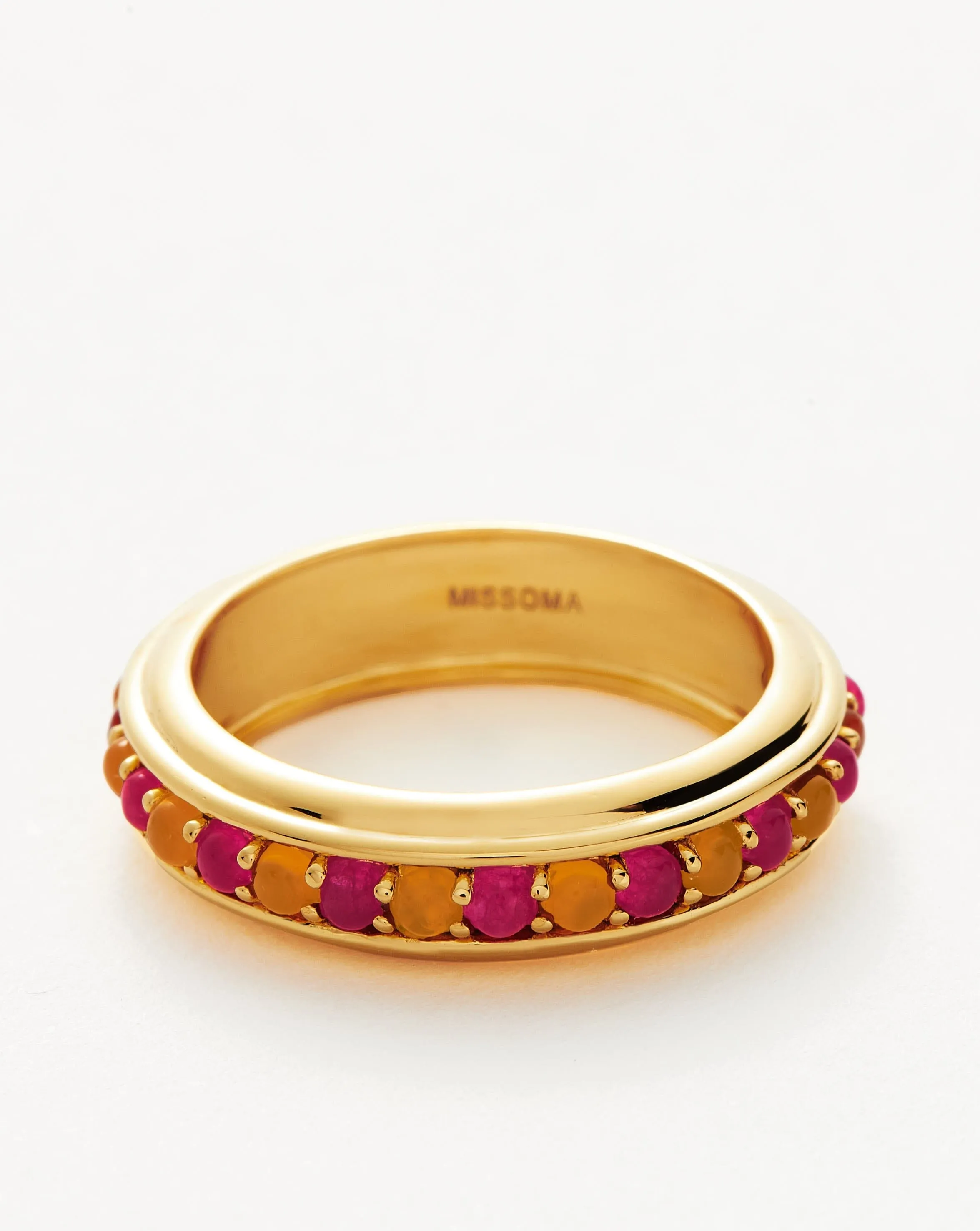 Hot Rox Gemstone Stacking Ring | 18ct Gold Plated Vermeil/Pink Quartz & Peach Chalcedony