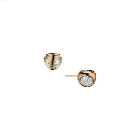 Icona Rock Crystal Stud Earrings in Sterling Silver Plated with 18k Rose Gold