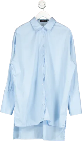 In The Style Blue Oversized Poplin Shirt UK 8