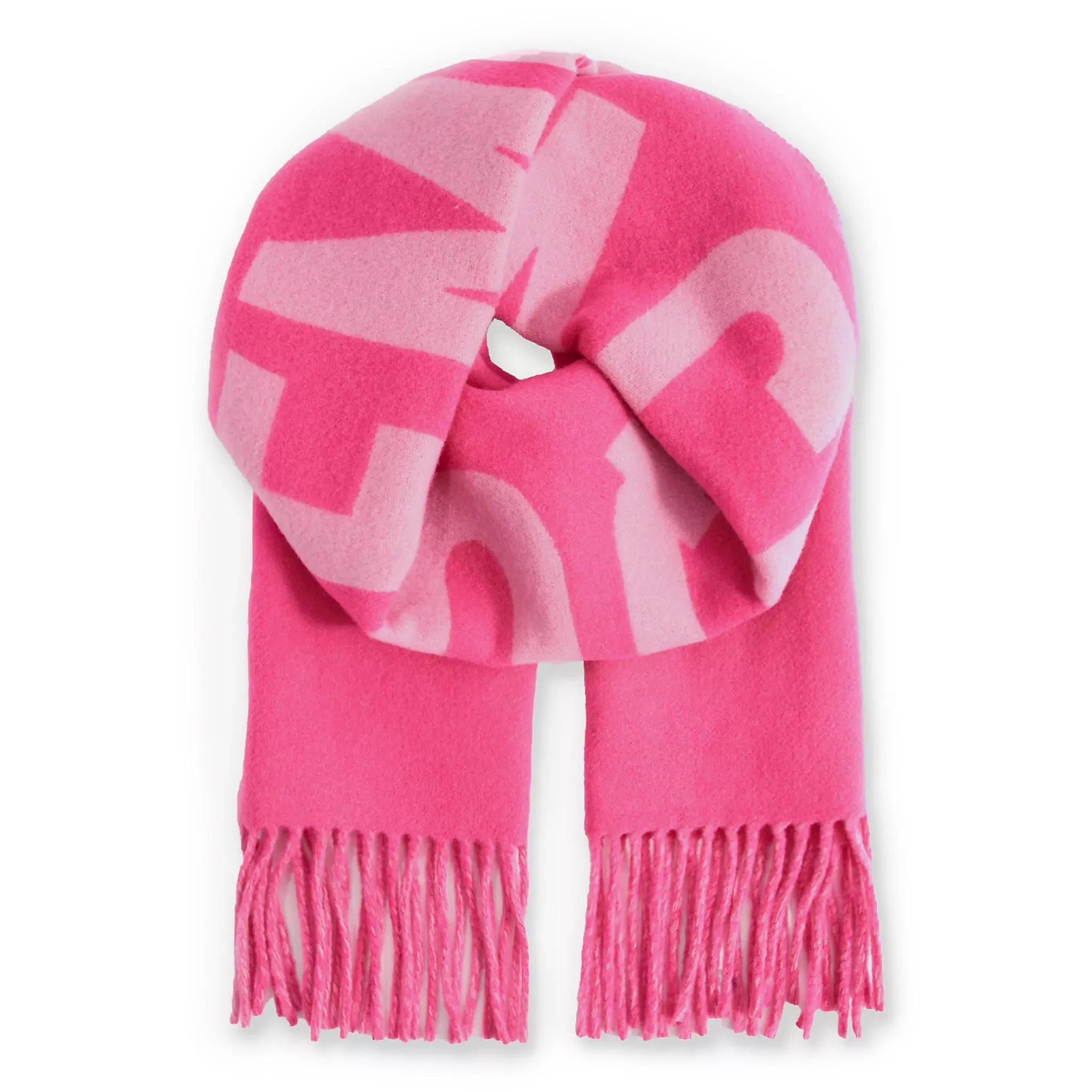 Jacquemus L'echarpe Fringe Logo Multi-Pink Scarf