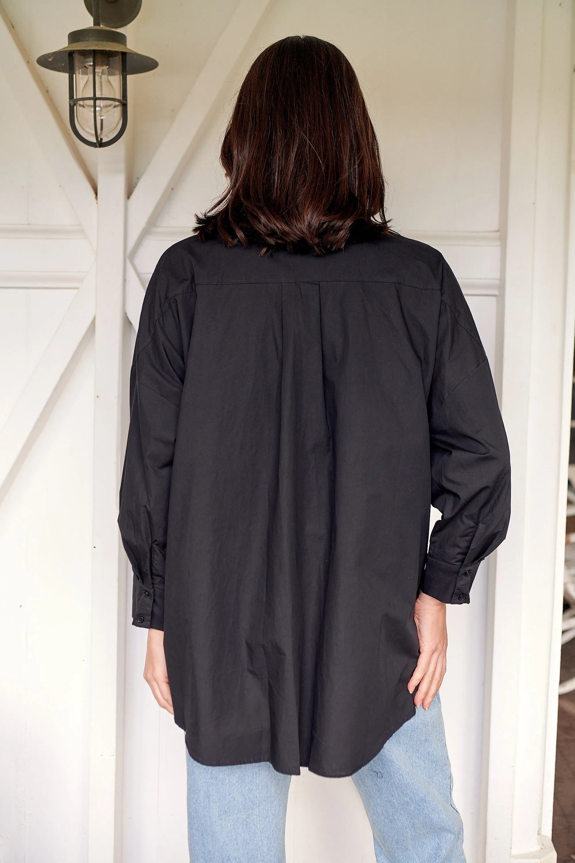 Jennifer Oversized Black Button Up Shirt