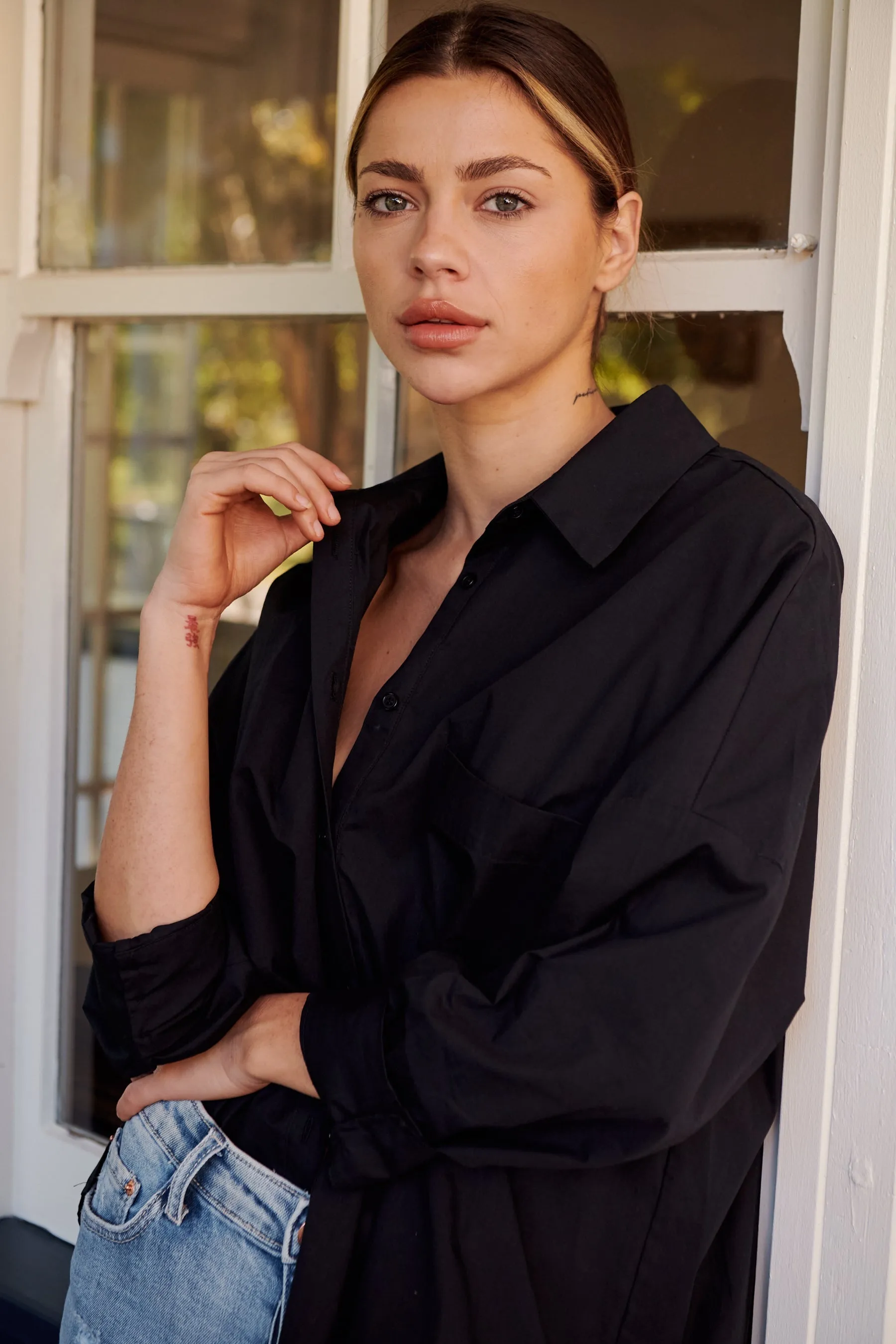 Jennifer Oversized Black Button Up Shirt