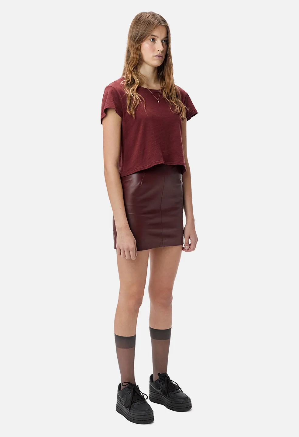 Jersey Cropped Tee / Burgundy