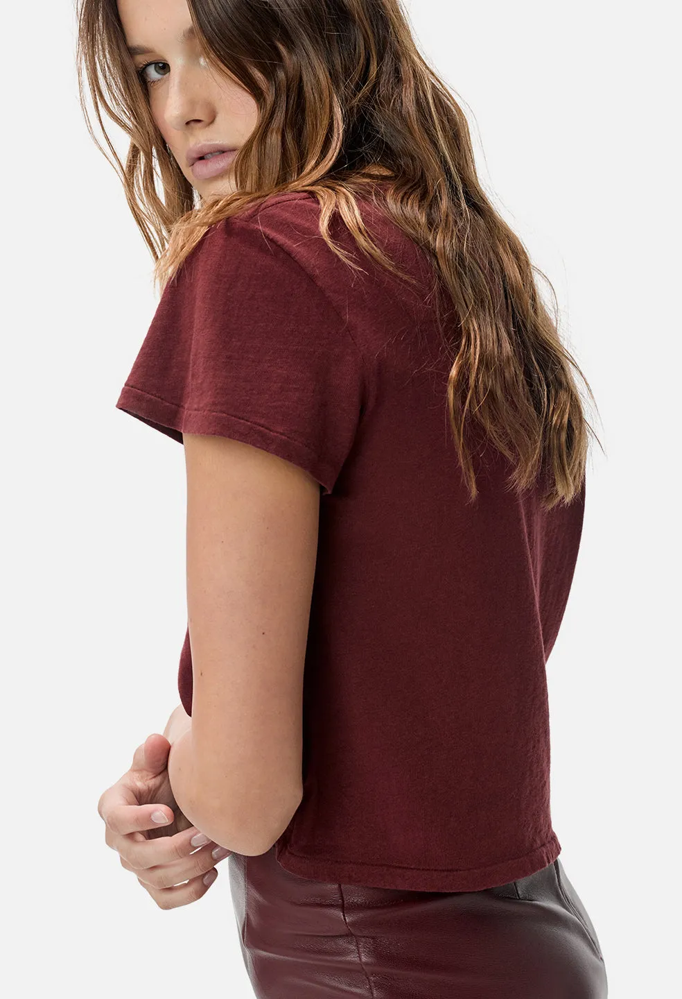 Jersey Cropped Tee / Burgundy