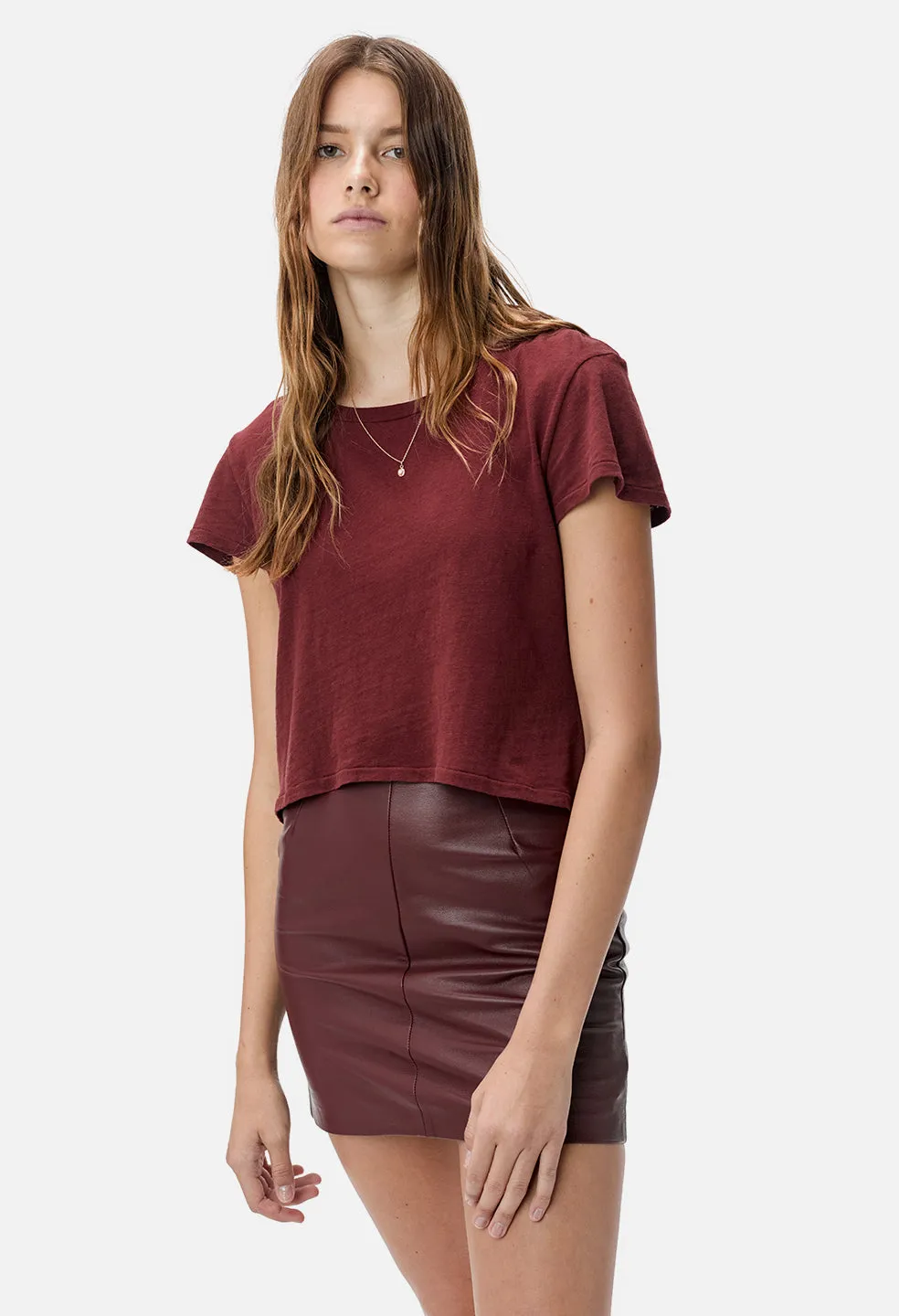 Jersey Cropped Tee / Burgundy