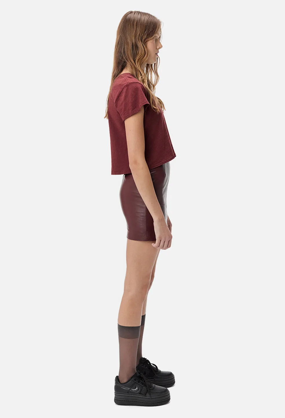 Jersey Cropped Tee / Burgundy