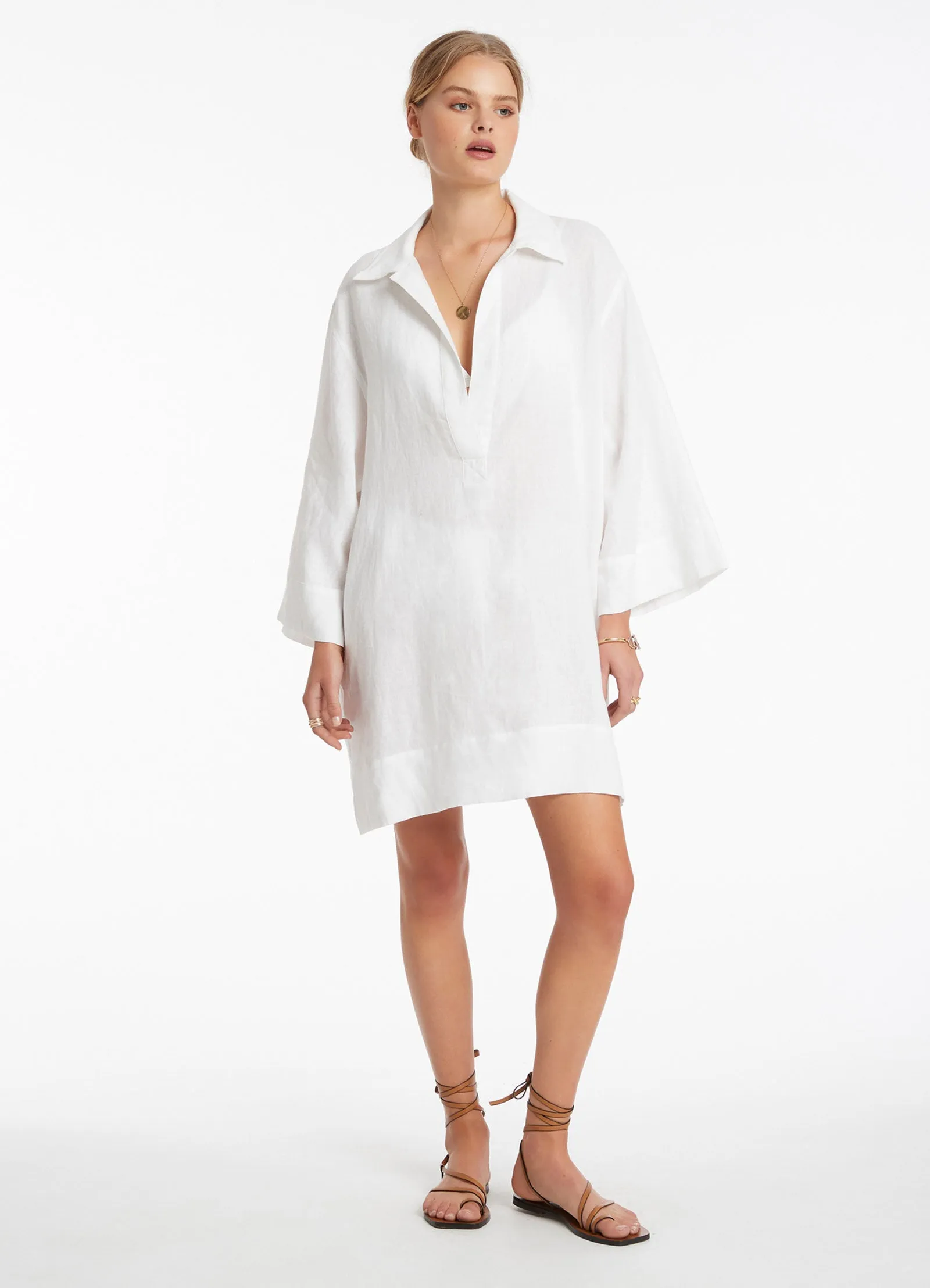 Jetset Pullover Kaftan - White