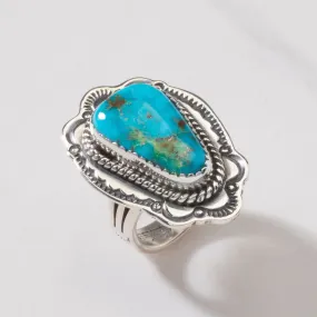 Joe Piaso Jr.  King Manassa Turquoise Navajo USA Native American Made 925 Sterling Silver Ring