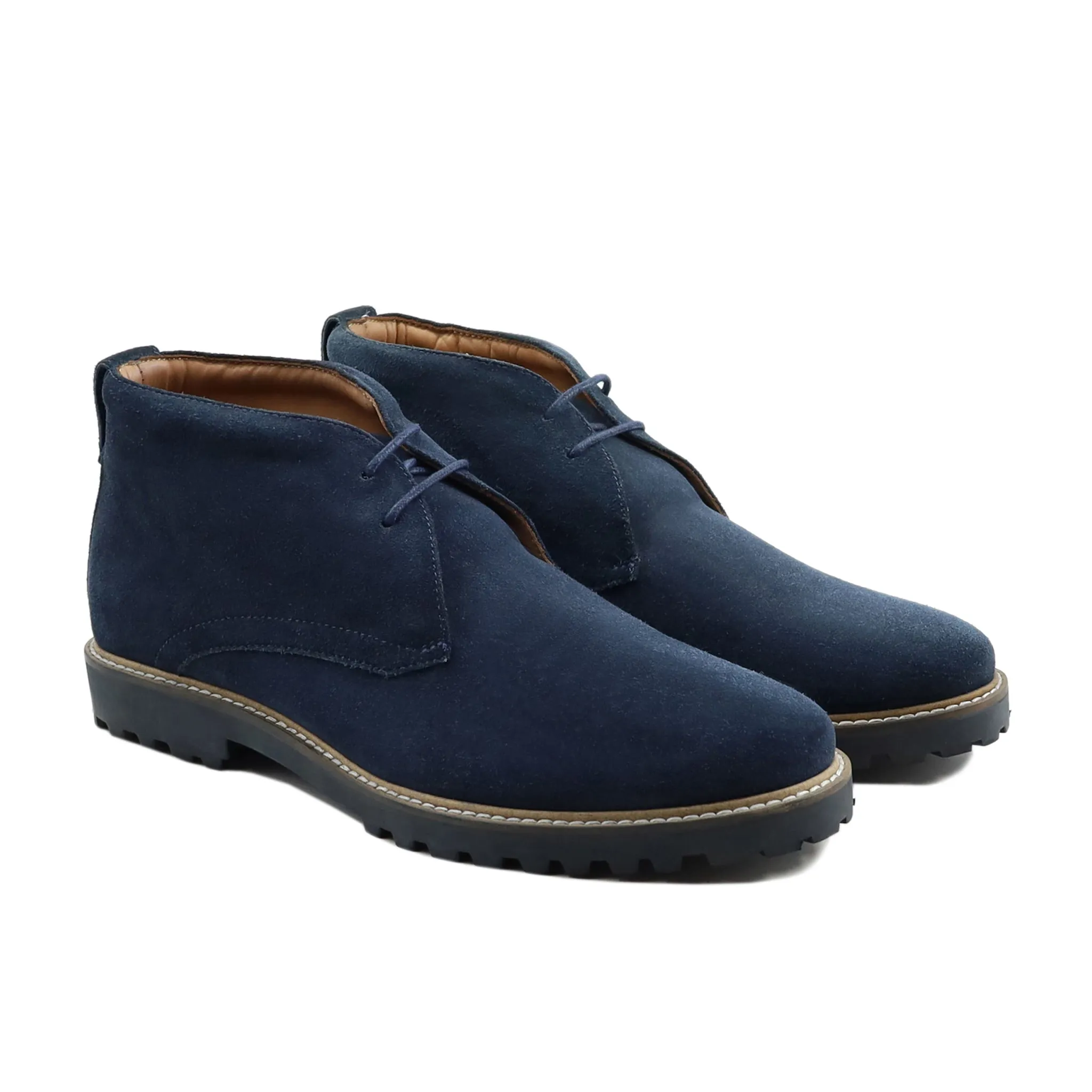 Kadmo - Men's Navy Blue Kid Suede Chukka Boot