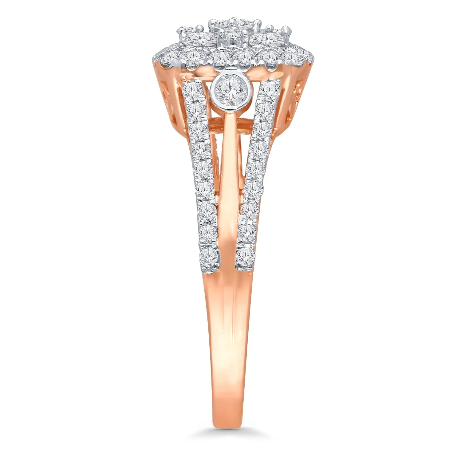 Kallati Eternal Cushion Halo Diamond Engagement Ring in 14K Rose Gold