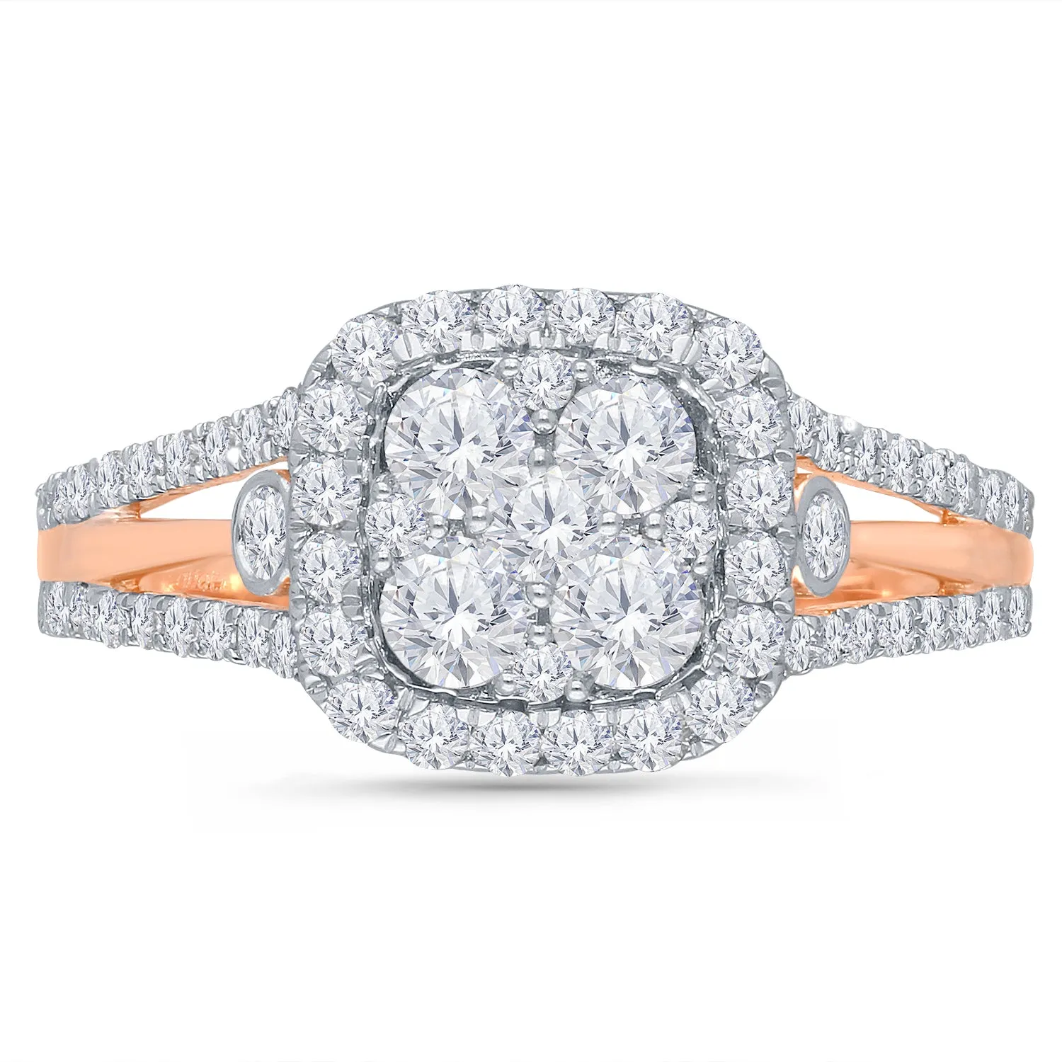 Kallati Eternal Cushion Halo Diamond Engagement Ring in 14K Rose Gold