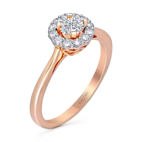 Kallati Eternal Round Halo Diamond Engagement Ring in 14K Rose Gold