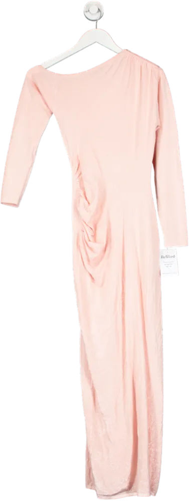 Karen Millen Pink Petite Viscose Blend Drop Shoulder Knitted Maxi Dress UK XS