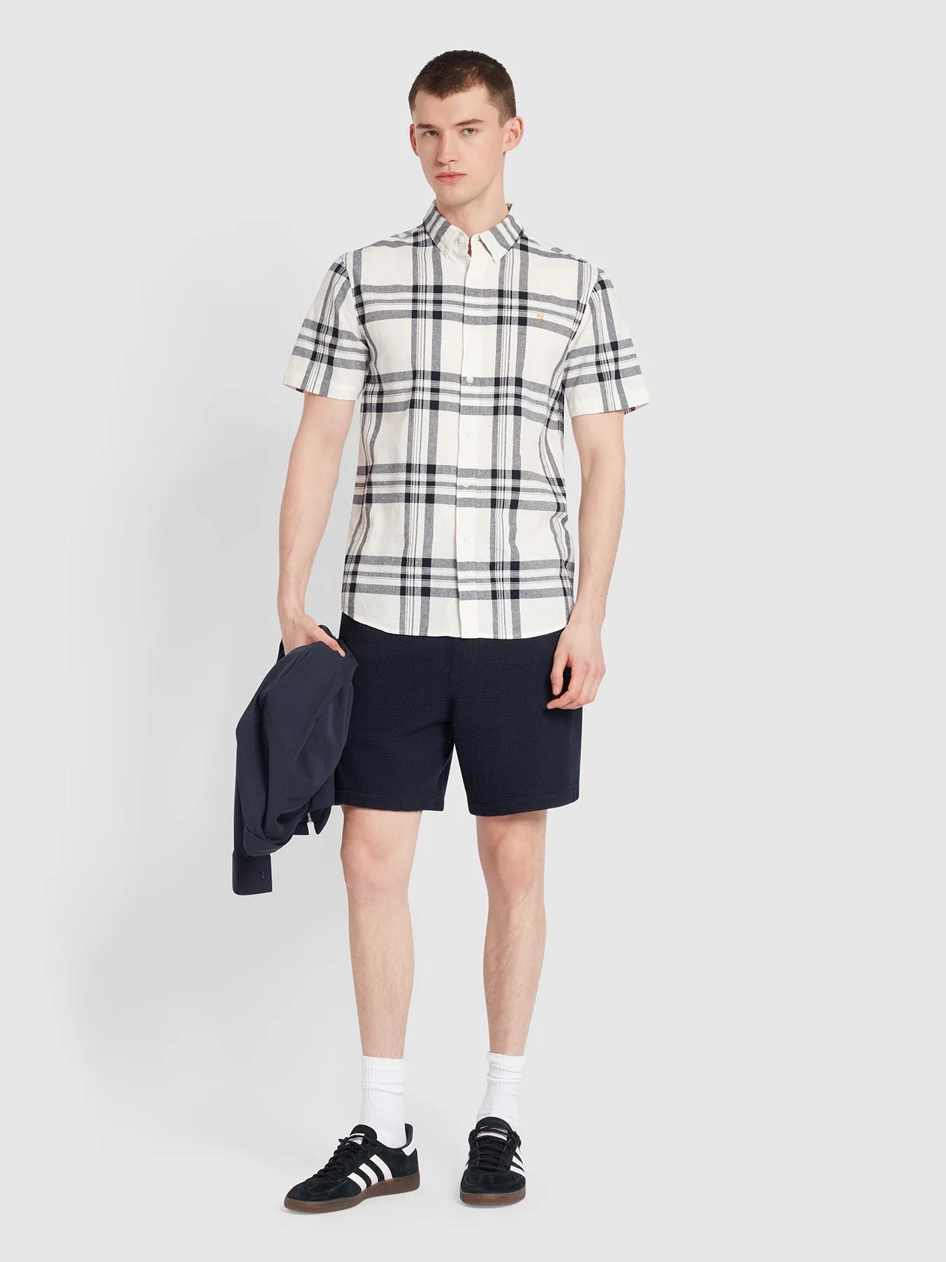 Kele Check Short Sleeve Shirt In Ecru