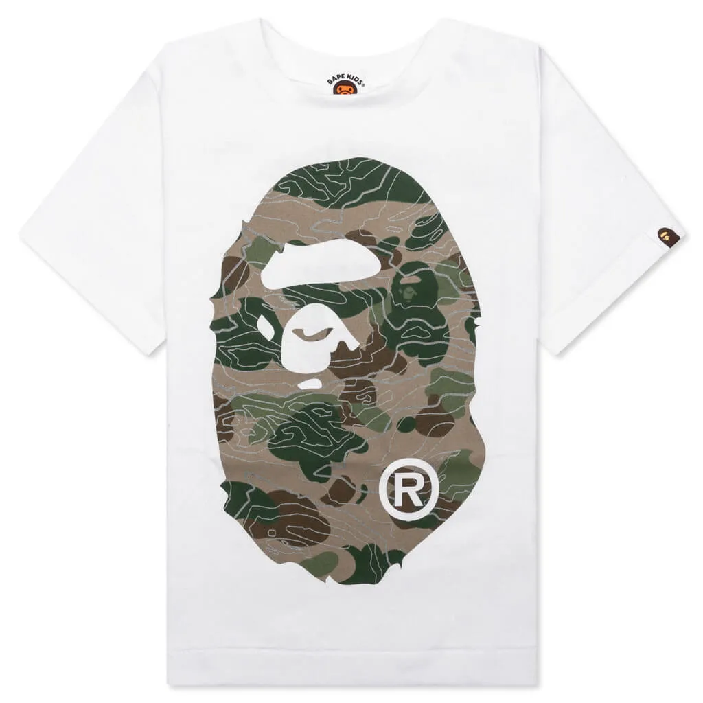 Kid's Layered Line Camo Big Ape Head Tee - White/Beige