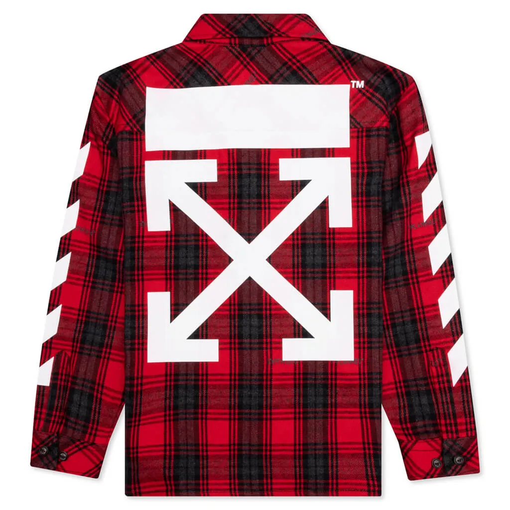 Kids Rubber Arrow Check Flannel - Red/White