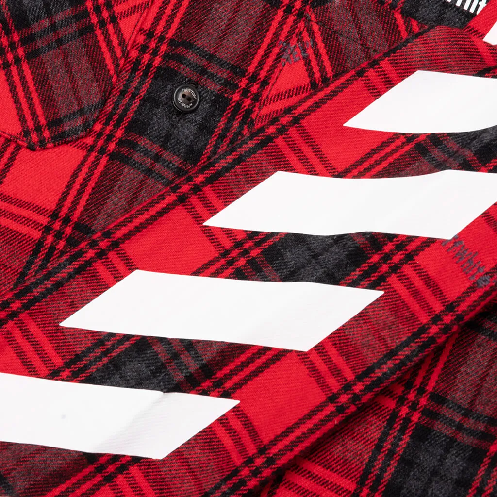 Kids Rubber Arrow Check Flannel - Red/White