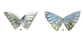 LABRADORITE Gemstone Carving : Natural Untreated Unheated Labradorite Gemstone Hand Carved Butterfly Pair (With Video)