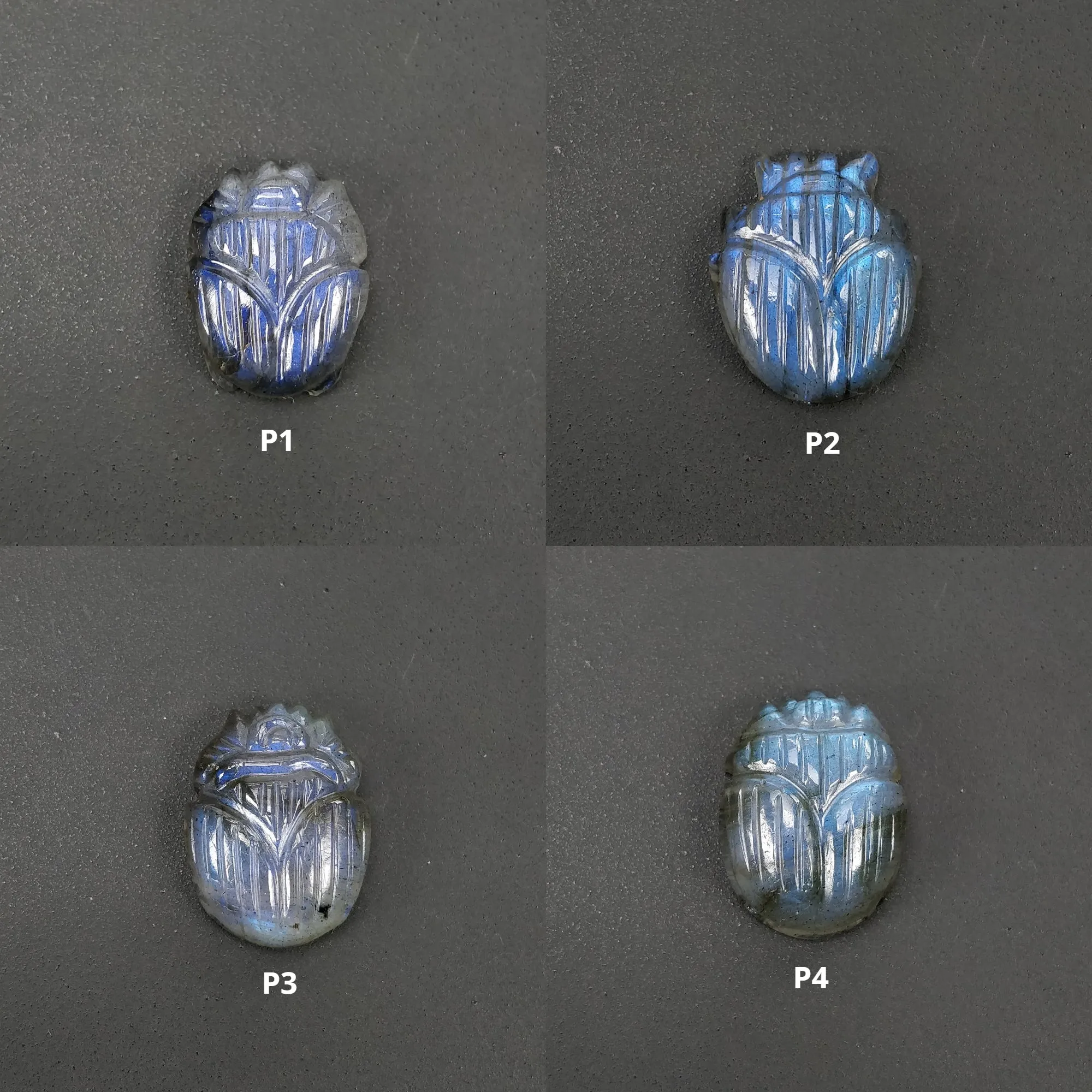 LABRADORITE Gemstone Carving : Natural Untreated Unheated Labradorite Hand Carved Scarabs