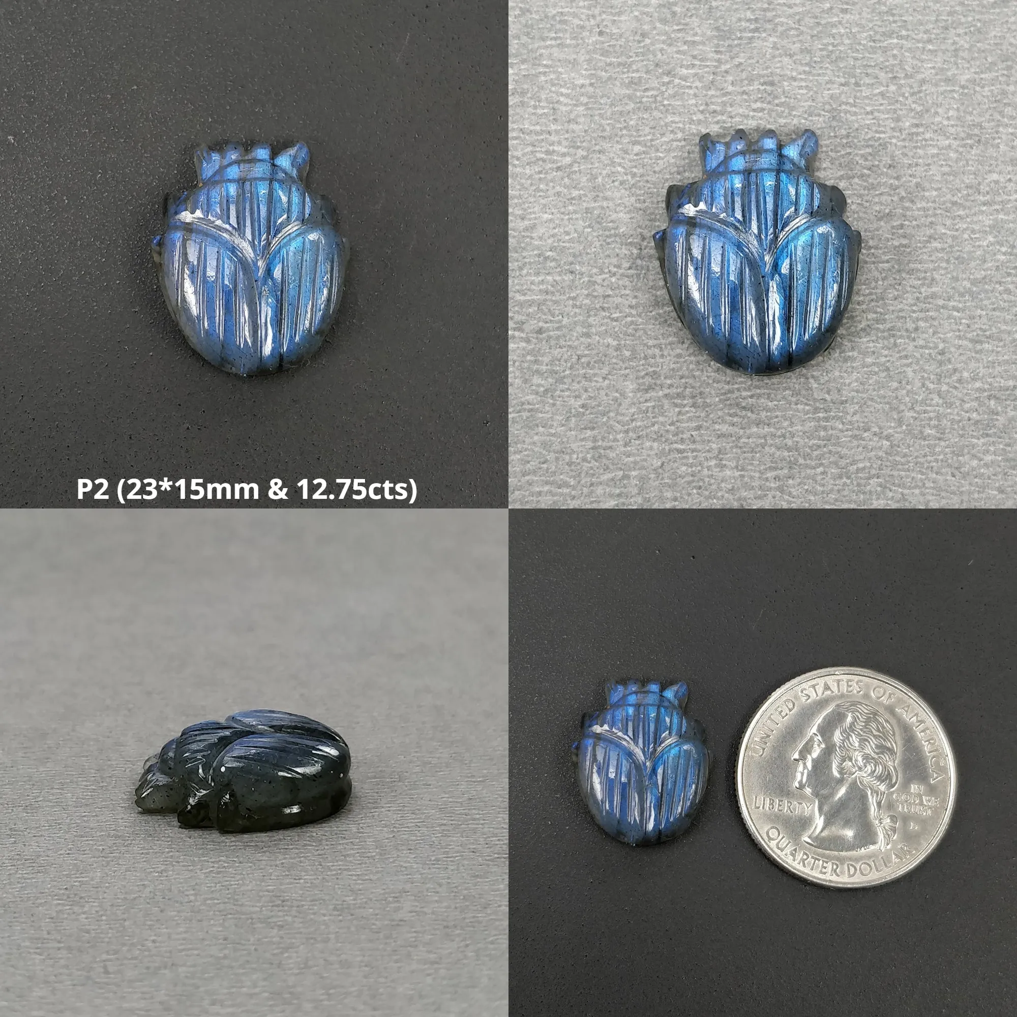 LABRADORITE Gemstone Carving : Natural Untreated Unheated Labradorite Hand Carved Scarabs