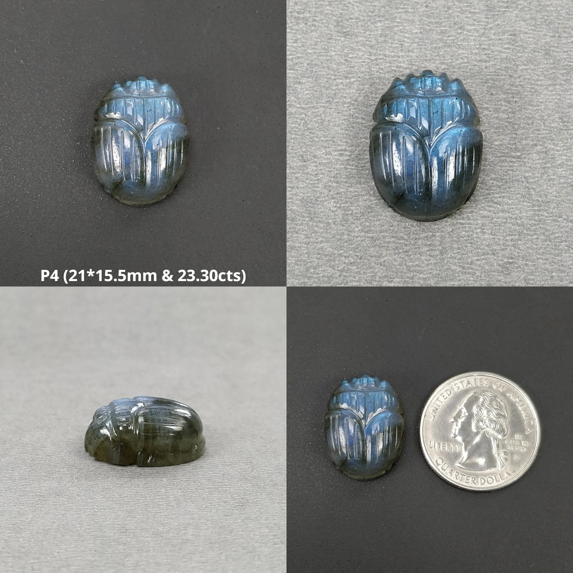 LABRADORITE Gemstone Carving : Natural Untreated Unheated Labradorite Hand Carved Scarabs