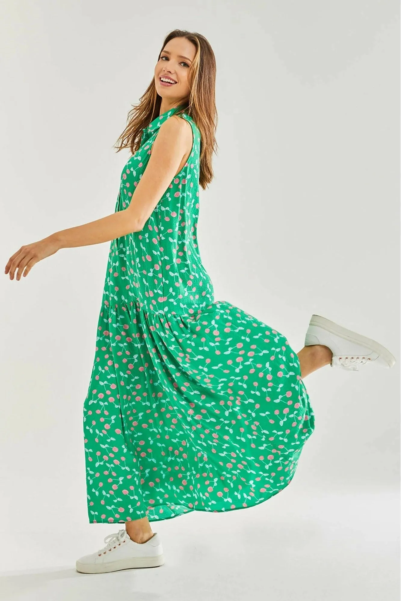 Liquorish Oversized Cherry Print Maxi Dress