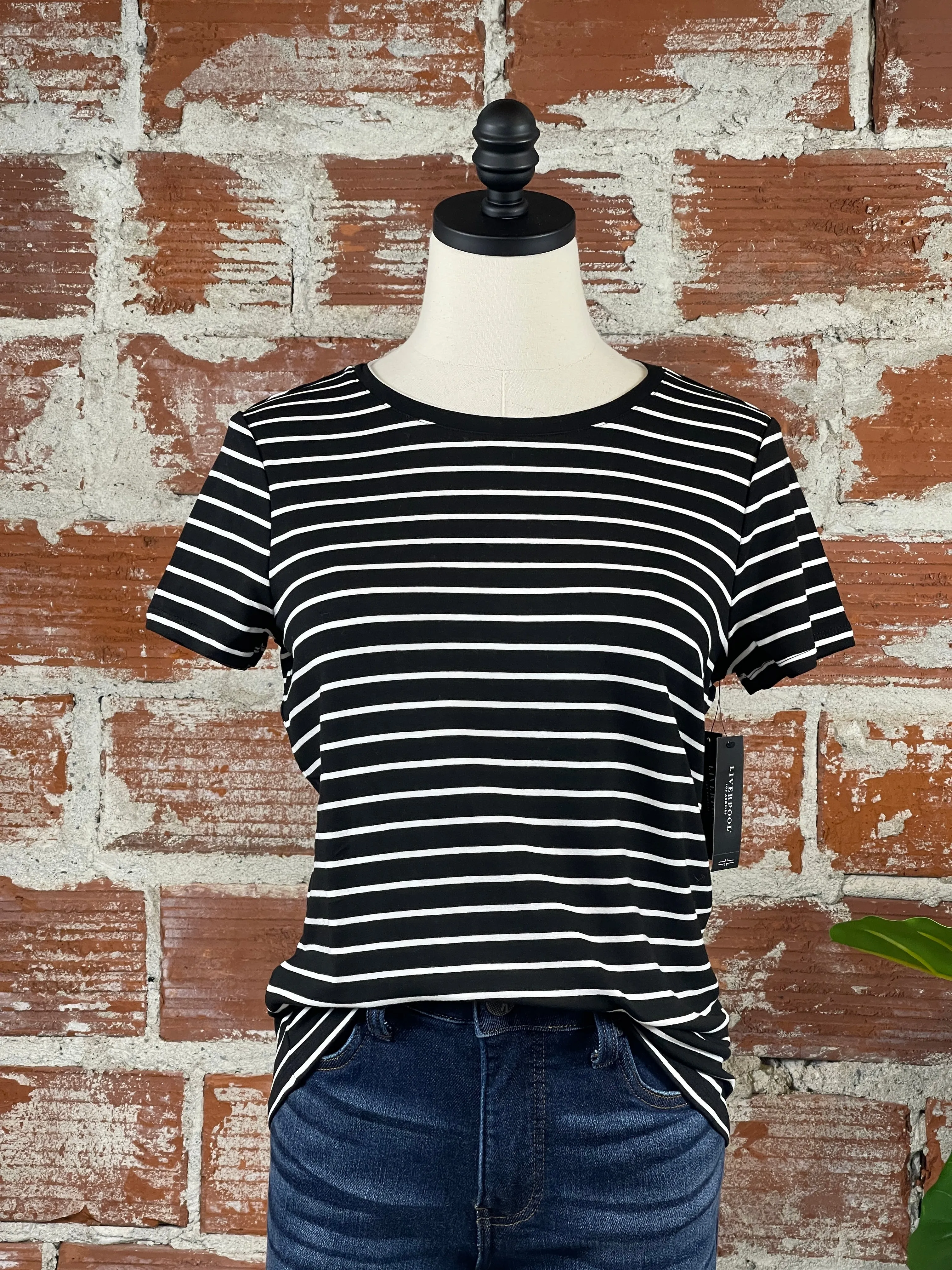 Liverpool Striped T-Shirt in Black with White Stripe