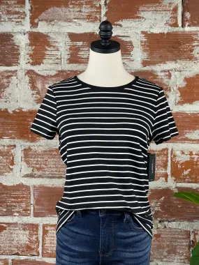 Liverpool Striped T-Shirt in Black with White Stripe