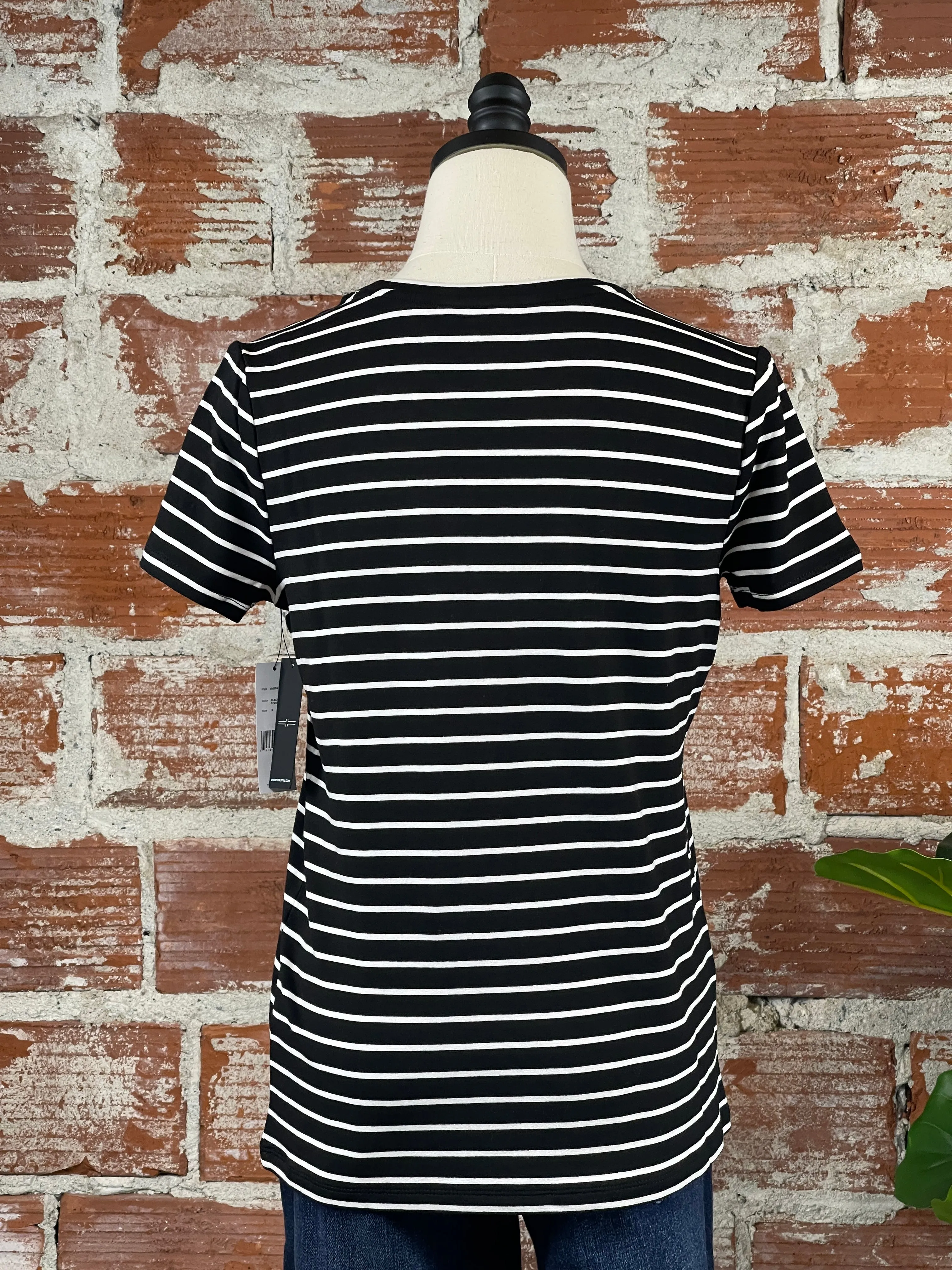 Liverpool Striped T-Shirt in Black with White Stripe